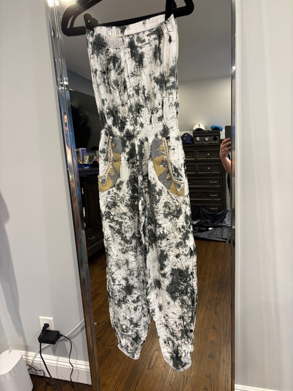 Boheme by Skemo grey and White Tie-Dye Tube Jumpsuit
